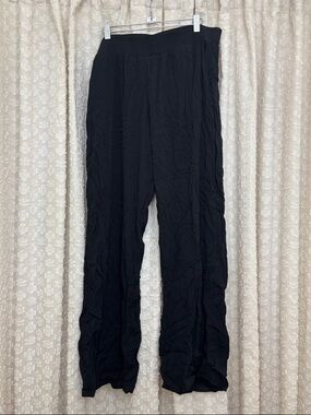 Three Dots Black Straight-Leg Elastic Waist Pants